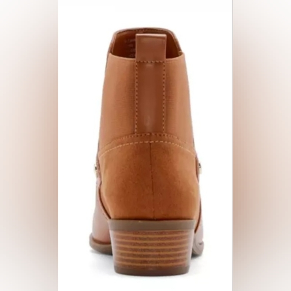 Liz Claiborne Womens Barrington Stacked Heel Booties honey ginger color - Picture 3 of 12
